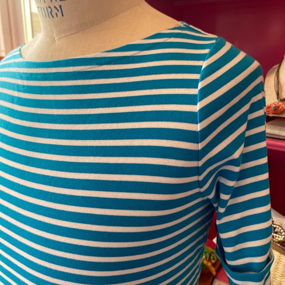 Lauren Ralph Lauren blue & white striped tee size XL - Picture 2 of 4